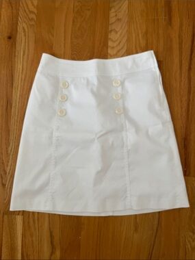 H&M White A-Line Skirt with Front Button Detail